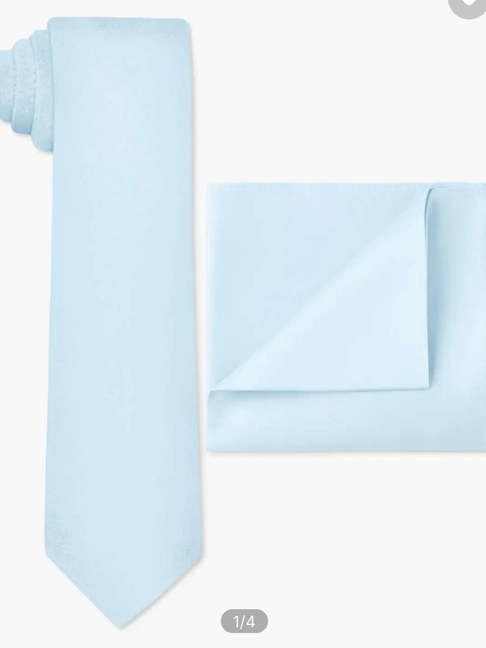 Azazie Sky Blue Matte Satin Wide Tie with Matching Pocket Square Set NWT